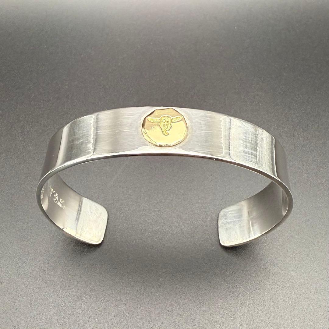 ●【美品】TADY&KING 平打ちバングル18K ロングホーン M