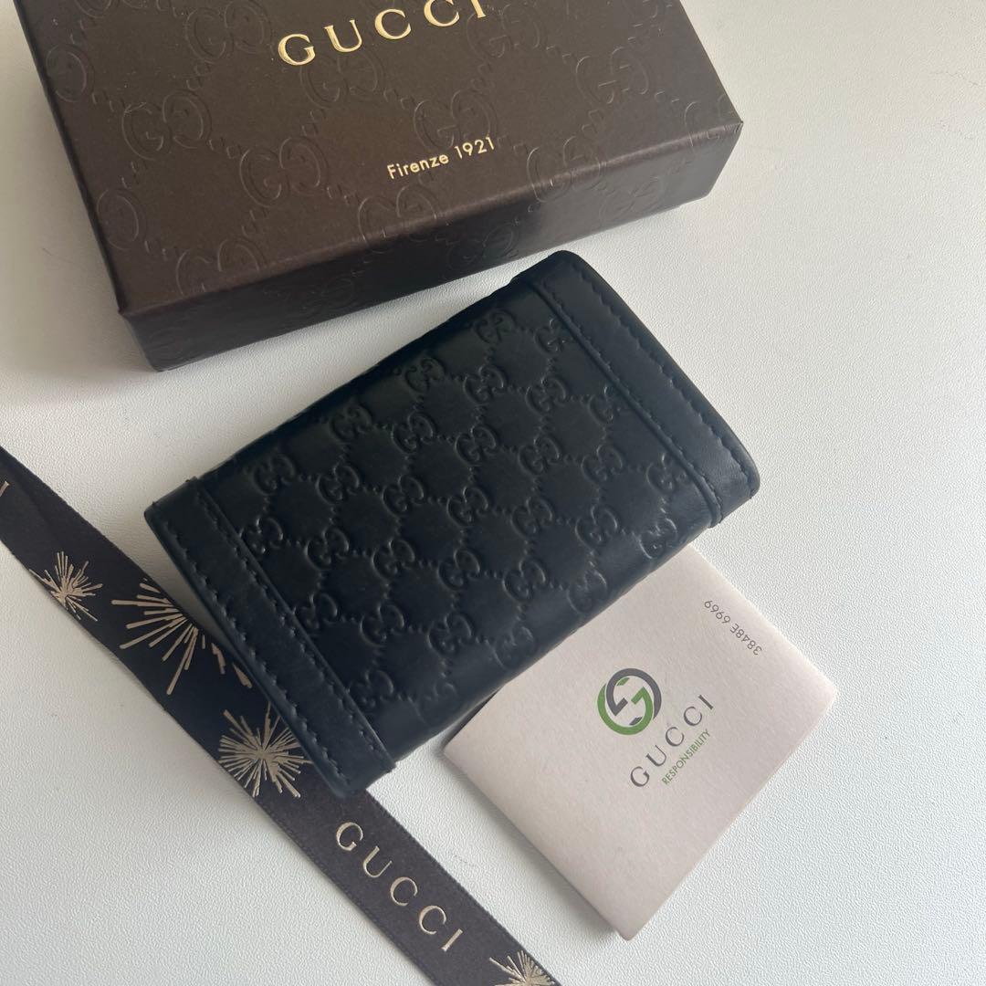 365 美品 GUCCI グッチ マイクロシマ キーケース