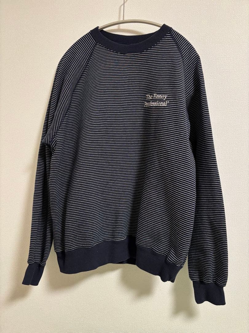 トップス ennoy BORDER CREW NECK SWEAT (NAVY)