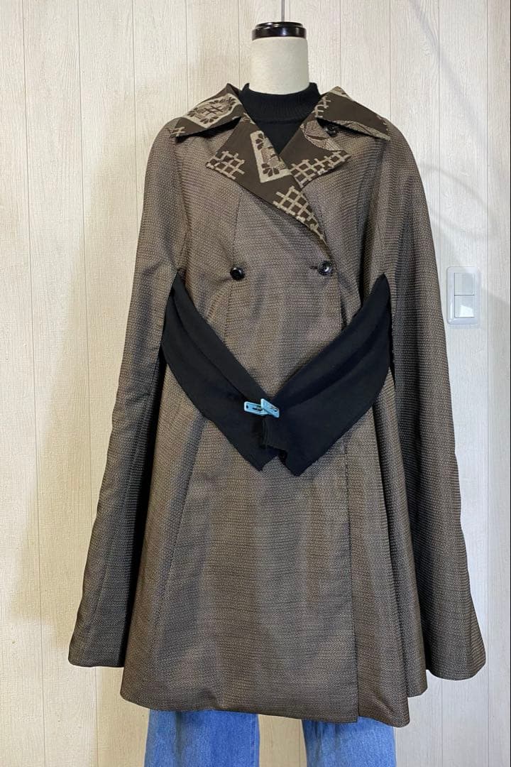 龍郷大島紬 男大島紬 リバーシブル ケープコート