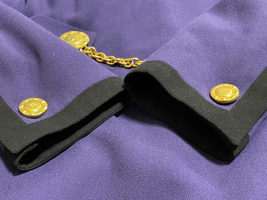 セリーヌ CELINE ヴィンテージ チェーン付 ワンピース 38 パープル系