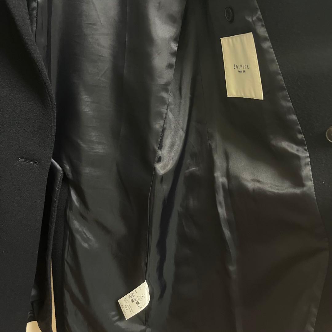 EDIFICE エディフィス カシミヤ混 ダブル チェスターコート L ネイビー