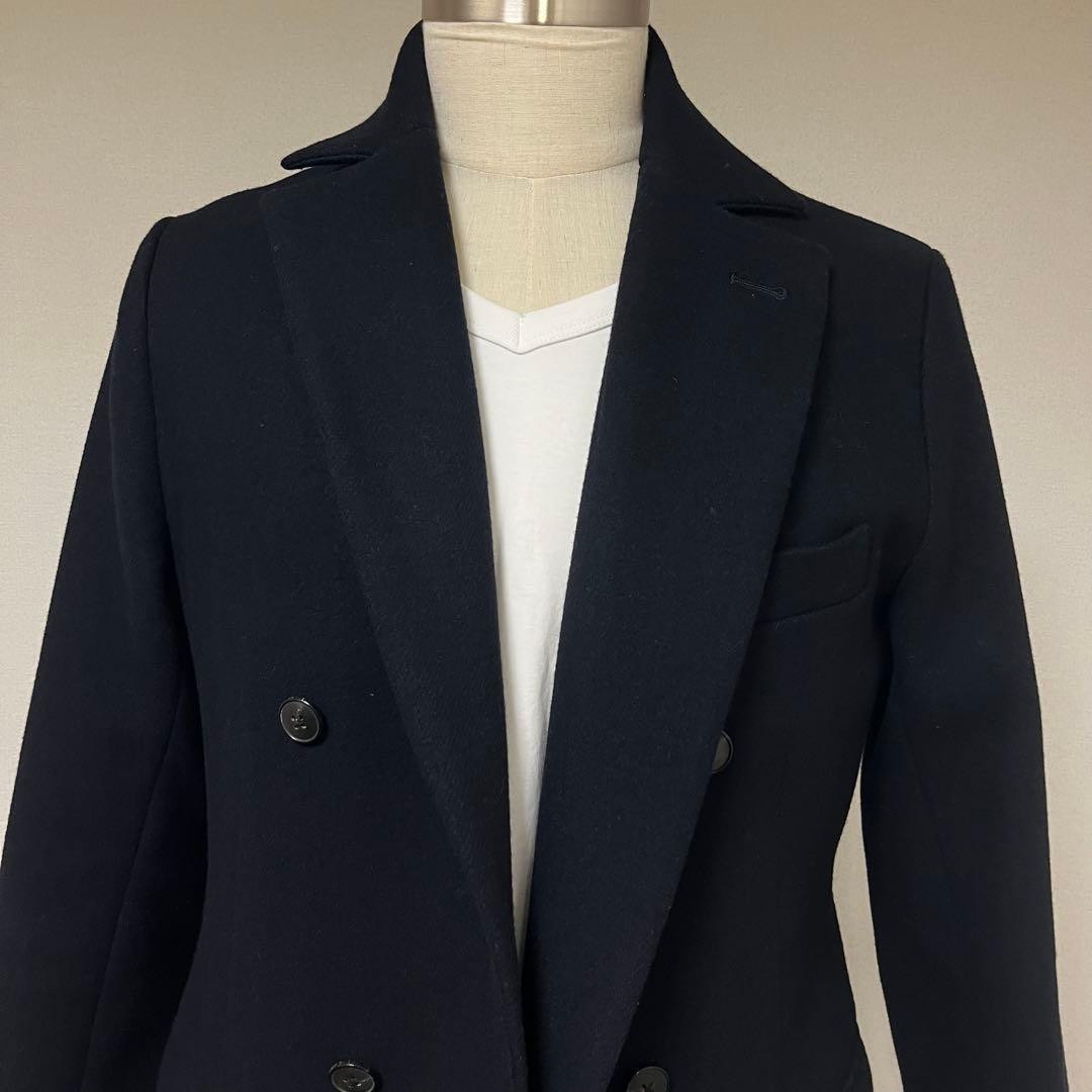 EDIFICE エディフィス カシミヤ混 ダブル チェスターコート L ネイビー