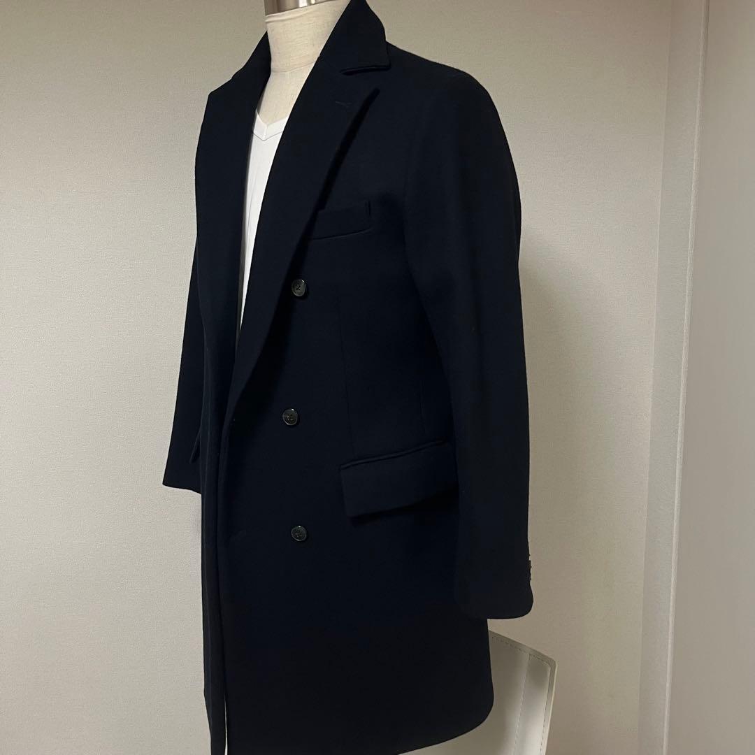 EDIFICE エディフィス カシミヤ混 ダブル チェスターコート L ネイビー