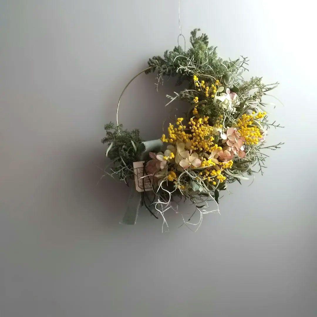 ドライフラワー＊34cm＊ハーフリース＊ミモザ - メルカリ
