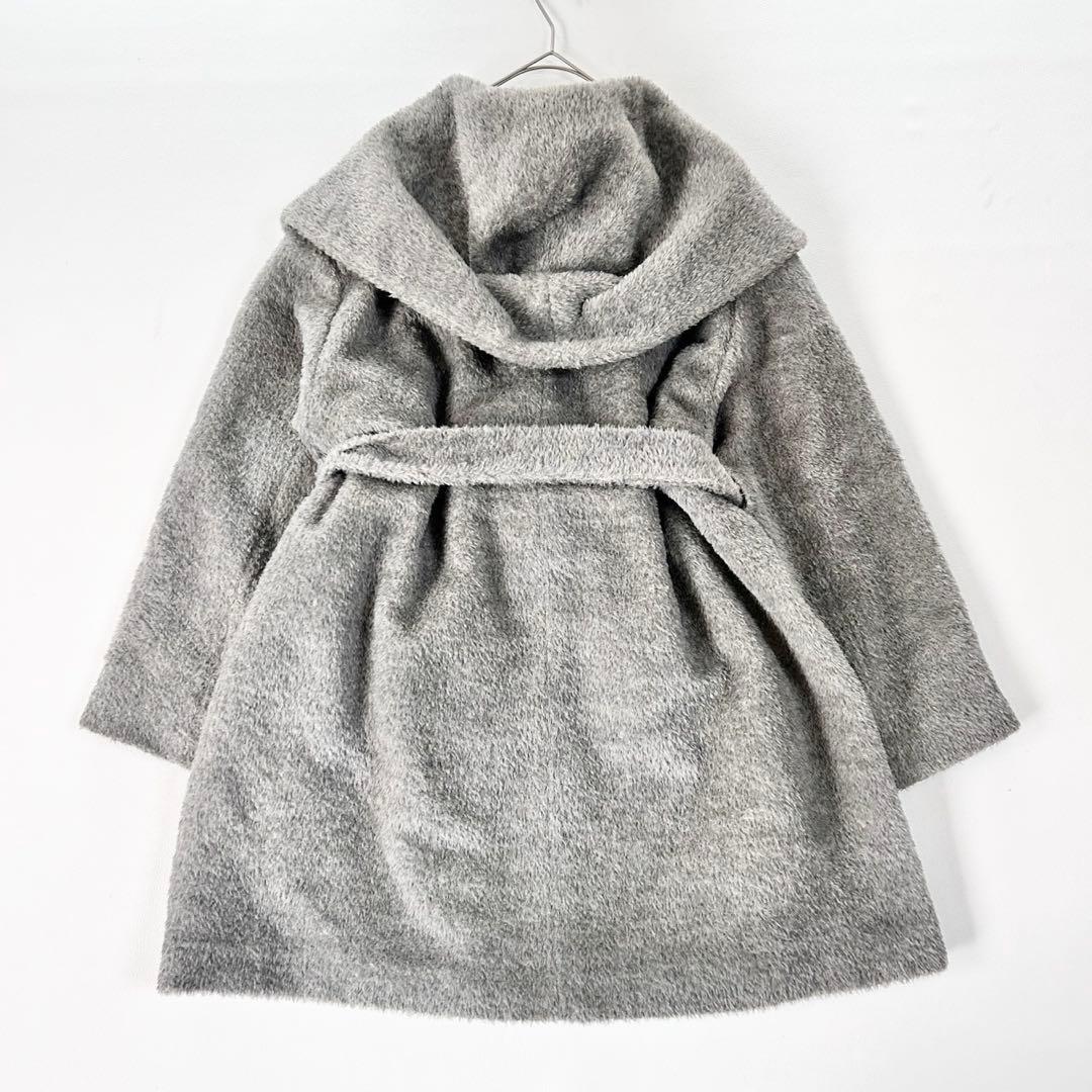 うさぎさまマックスマーラ アルパカシャギー フードベルテッドコート ラップコート