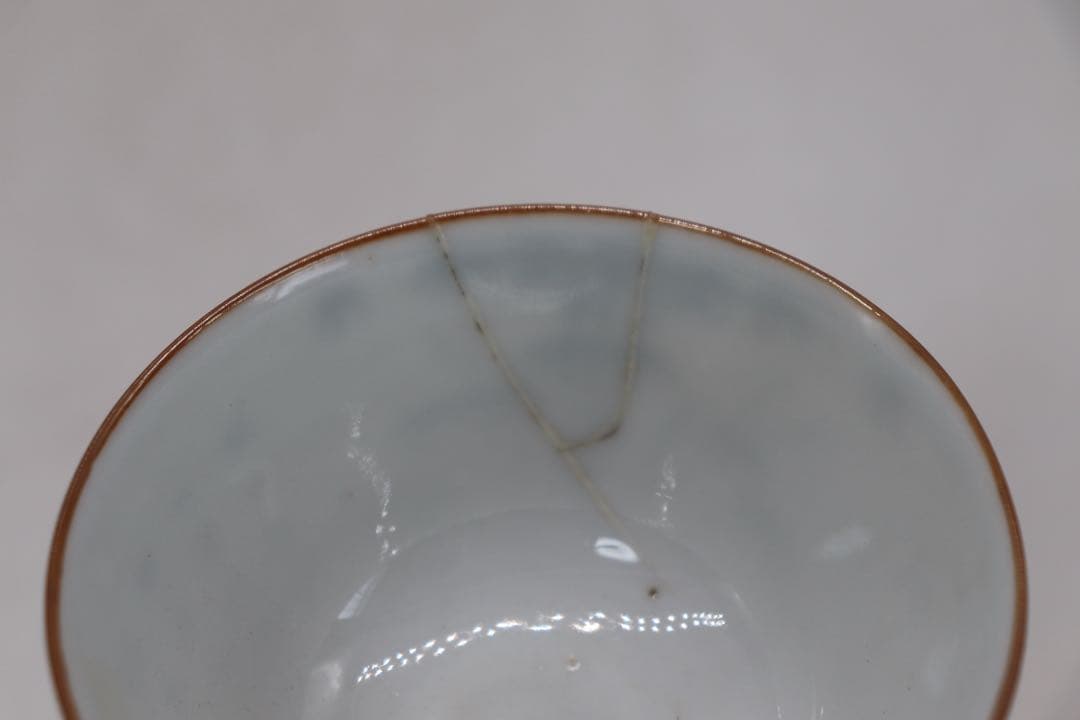 中国　清時代　粉彩竹紋蓋茶碗ペア　訳あり　送料込み250709