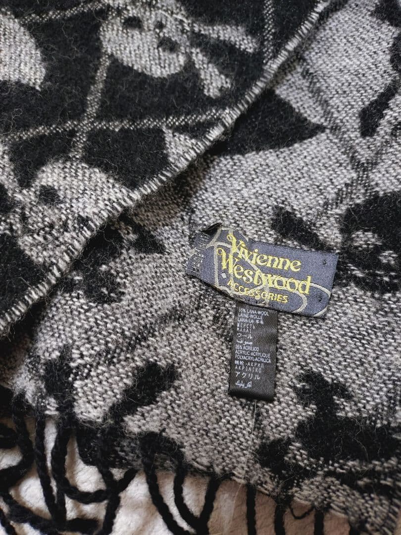 Vivienne Westwood スカル柄マフラー 黒