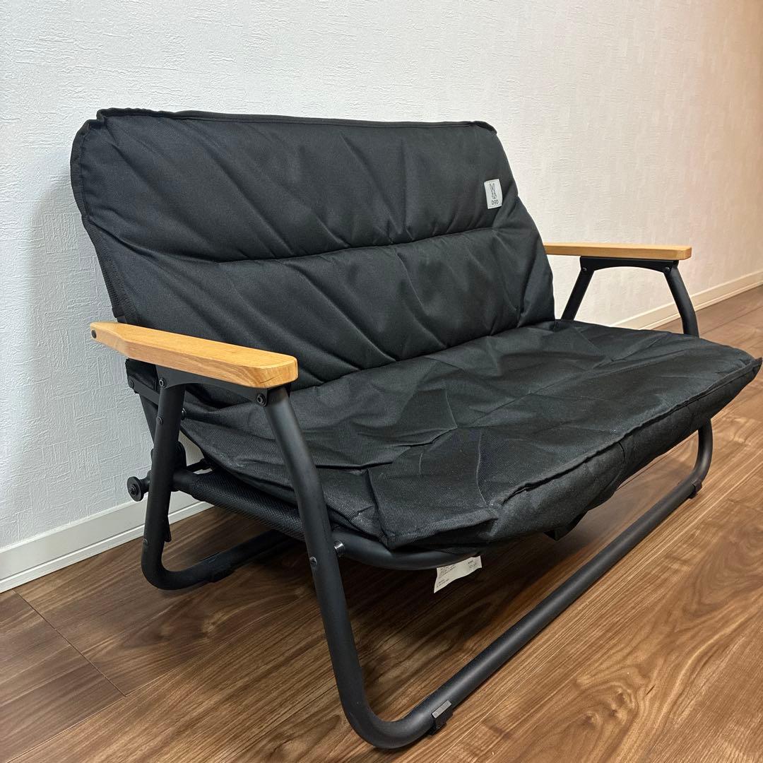 DOD アウトドア二人掛けソファ 黒　グッドラックソファ