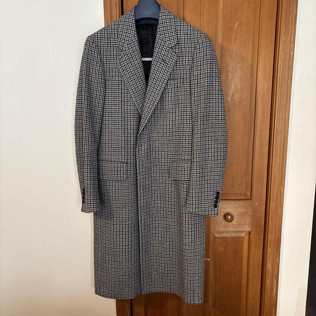 ダンヒル　dunhill チェスターコート グレー系 チェック柄