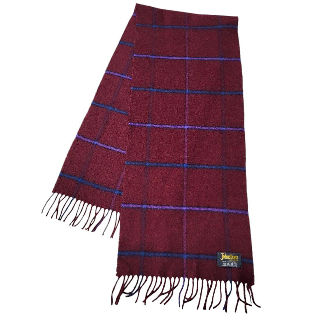 旧タグ】ジョンストンズ Johnstons カシミヤ100％ マフラー エンジ