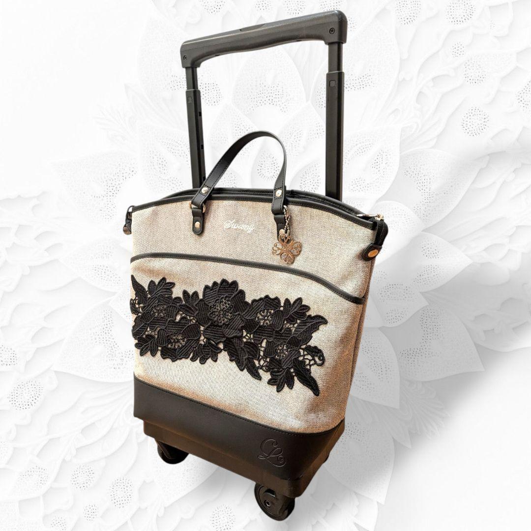 【最終価格】近沢レース×スワニー 4輪ストッパー キャリーバッグ 刺繍 花柄