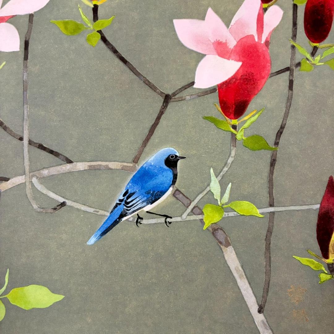 美品 山口華楊「風光る」木版画 10号 印章有 証明シール有