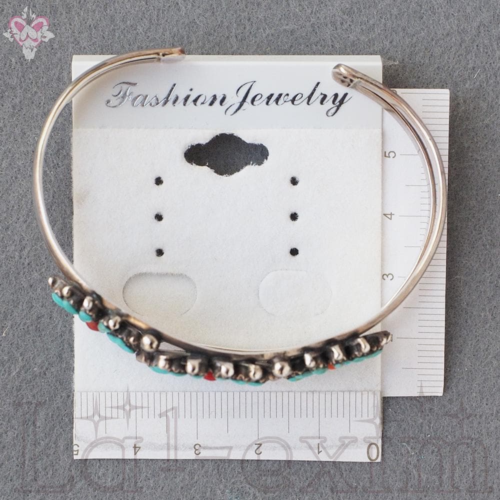 36個 ターコイズ コーラル 小花 インディアンジュエリー 925 銀 バングル