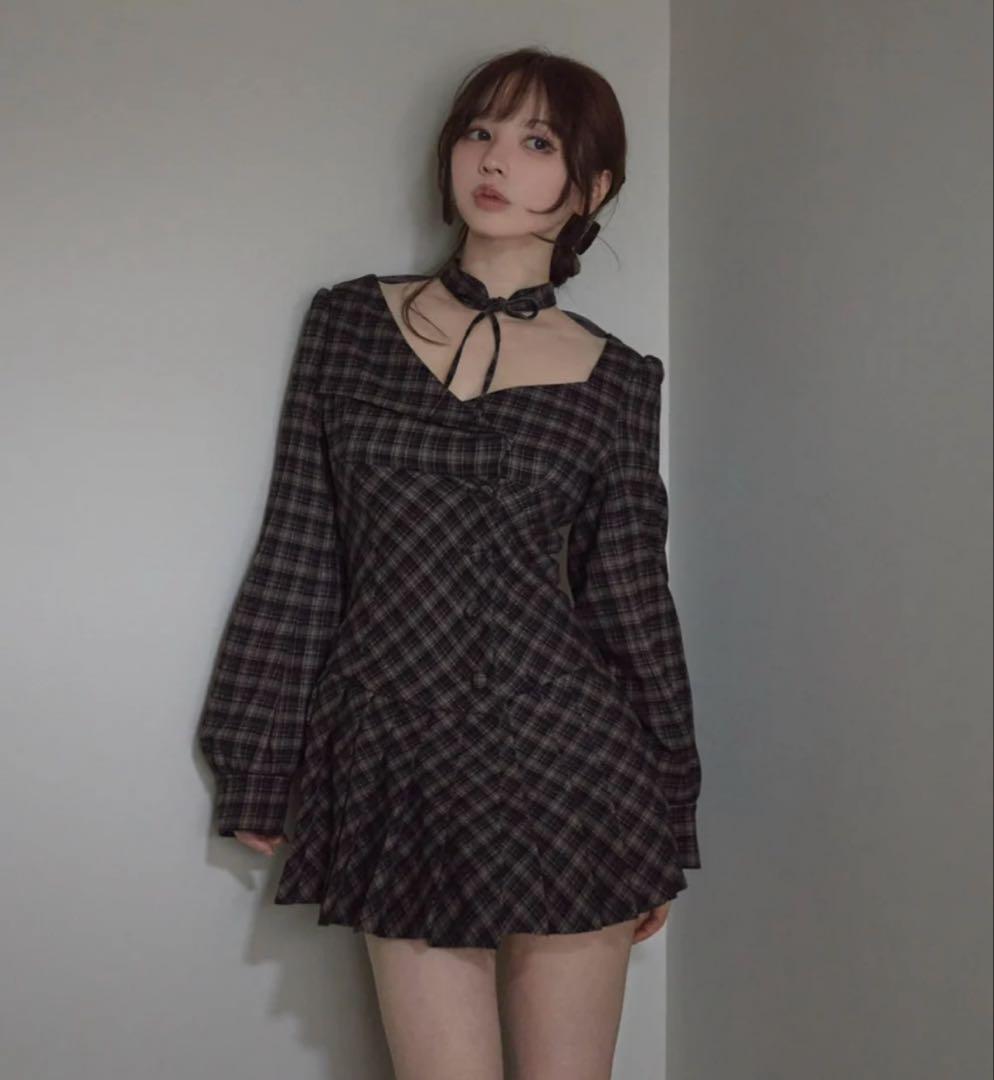 ワンピース andmary Renon pleats mini dress