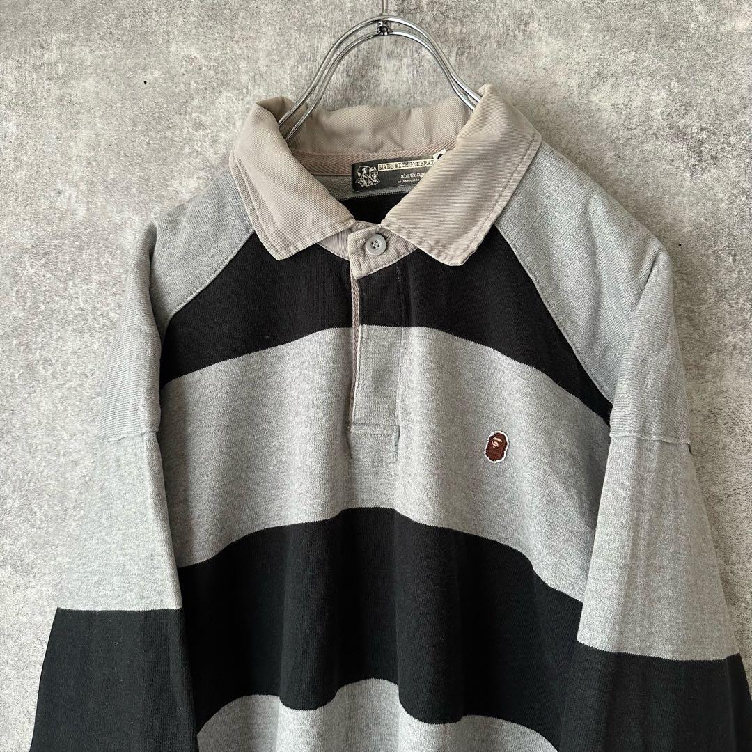 A BATHING APE ラガーシャツ ボーダー ロゴ キムタク HERO - メルカリ