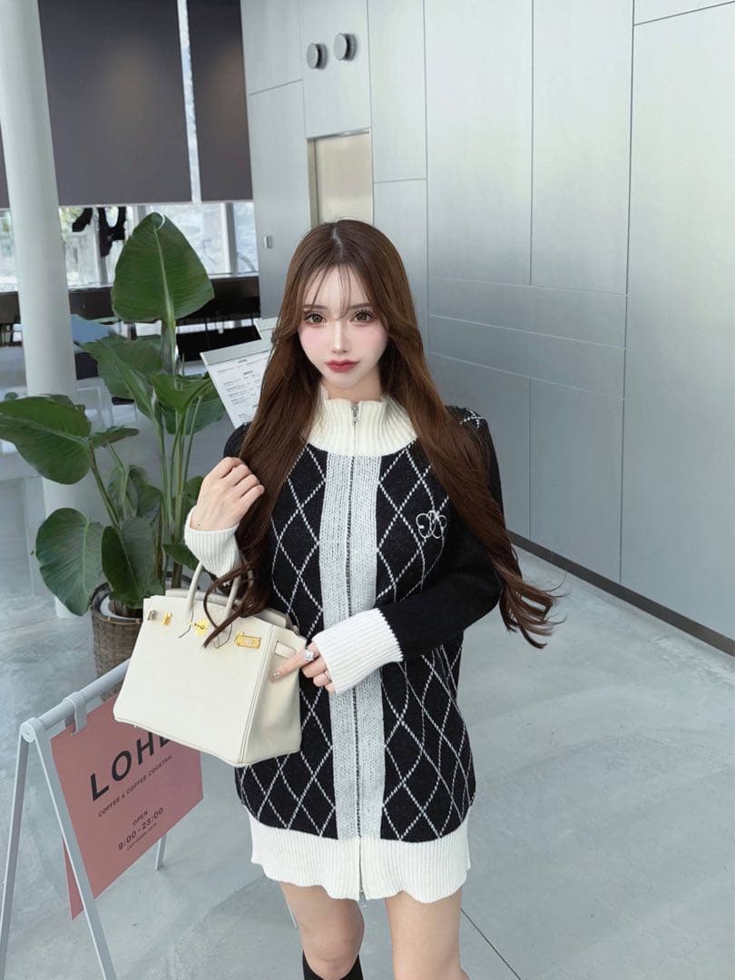 ルミニョン diagonal check papillon knit op | フリマアプリ ラクマ