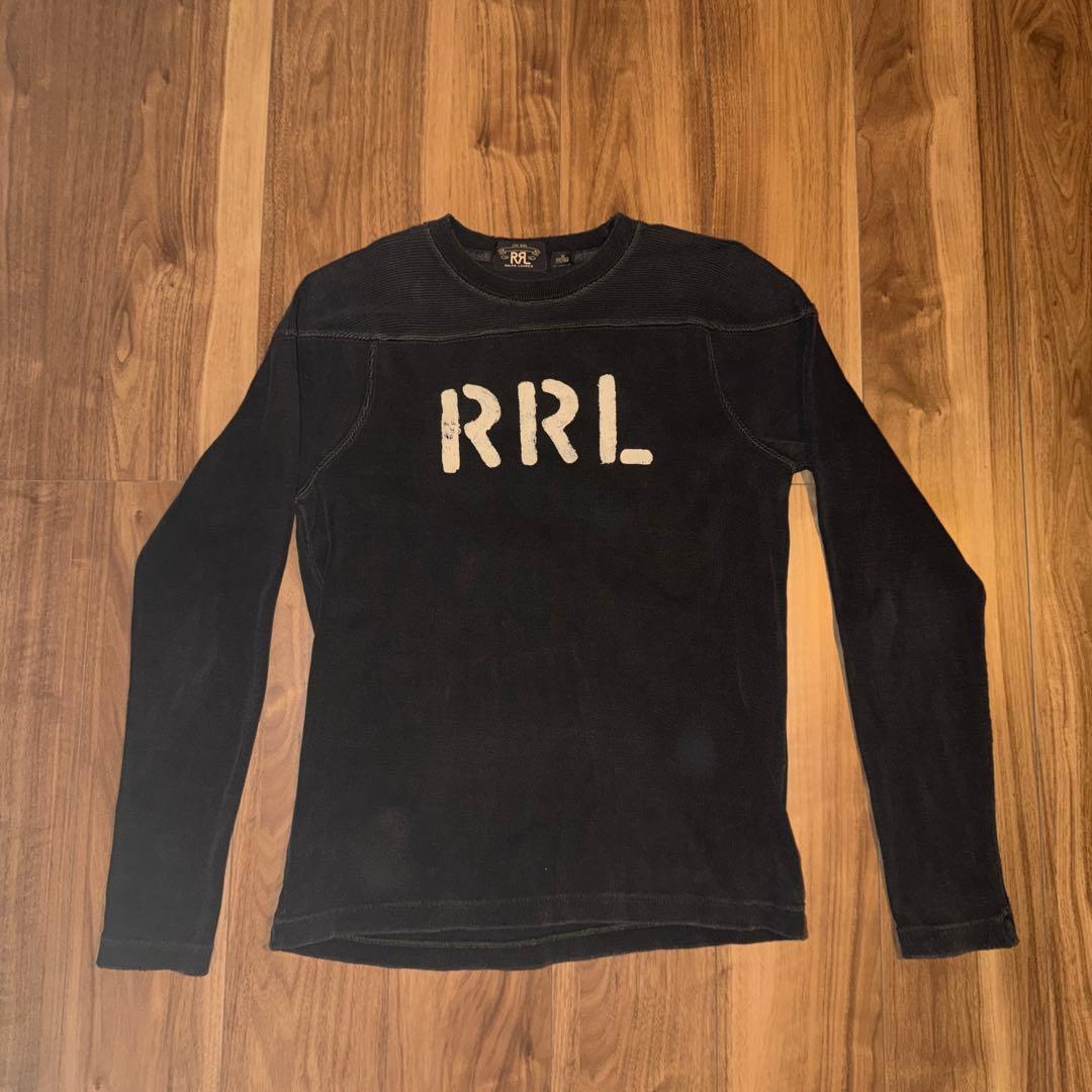 【希少】RRLフットボールシャツM ブラック　スウェット　黒