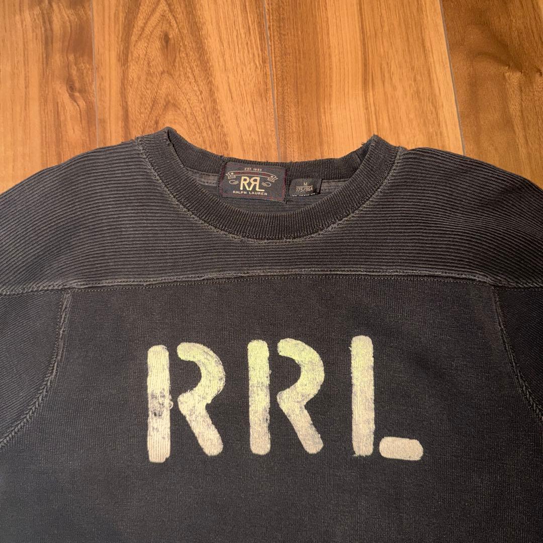 【希少】RRLフットボールシャツM ブラック　スウェット　黒