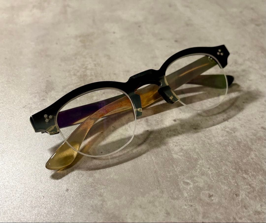 ※一点物 バッファローホーン眼鏡　水牛角　ハーフリム眼鏡　伊達メガネ　サングラス