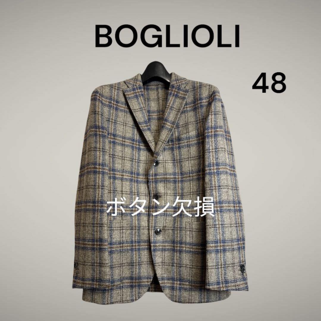 BOGLIOLI ボリオリ ウール100% チェック柄テーラードジャケット 48