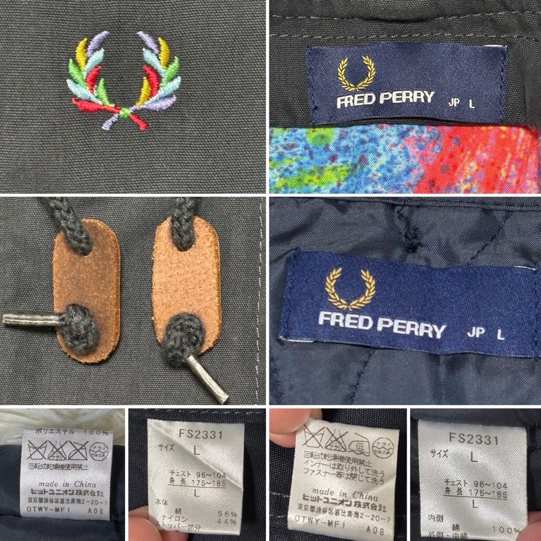 フレッドペリー】2way モッズコート ロゴ刺繍 ペイント ネイビー L