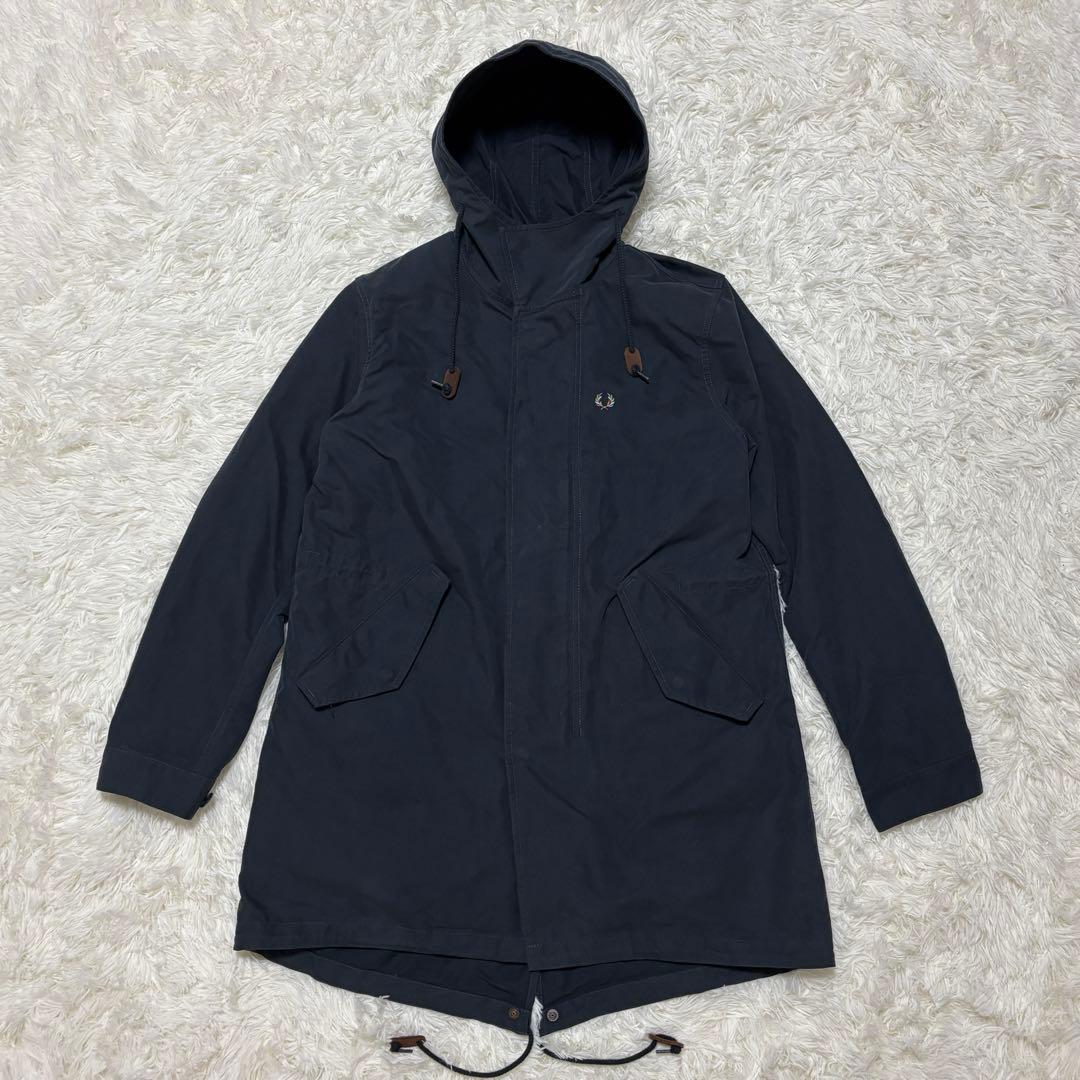 フレッドペリー】2way モッズコート ロゴ刺繍 ペイント ネイビー L
