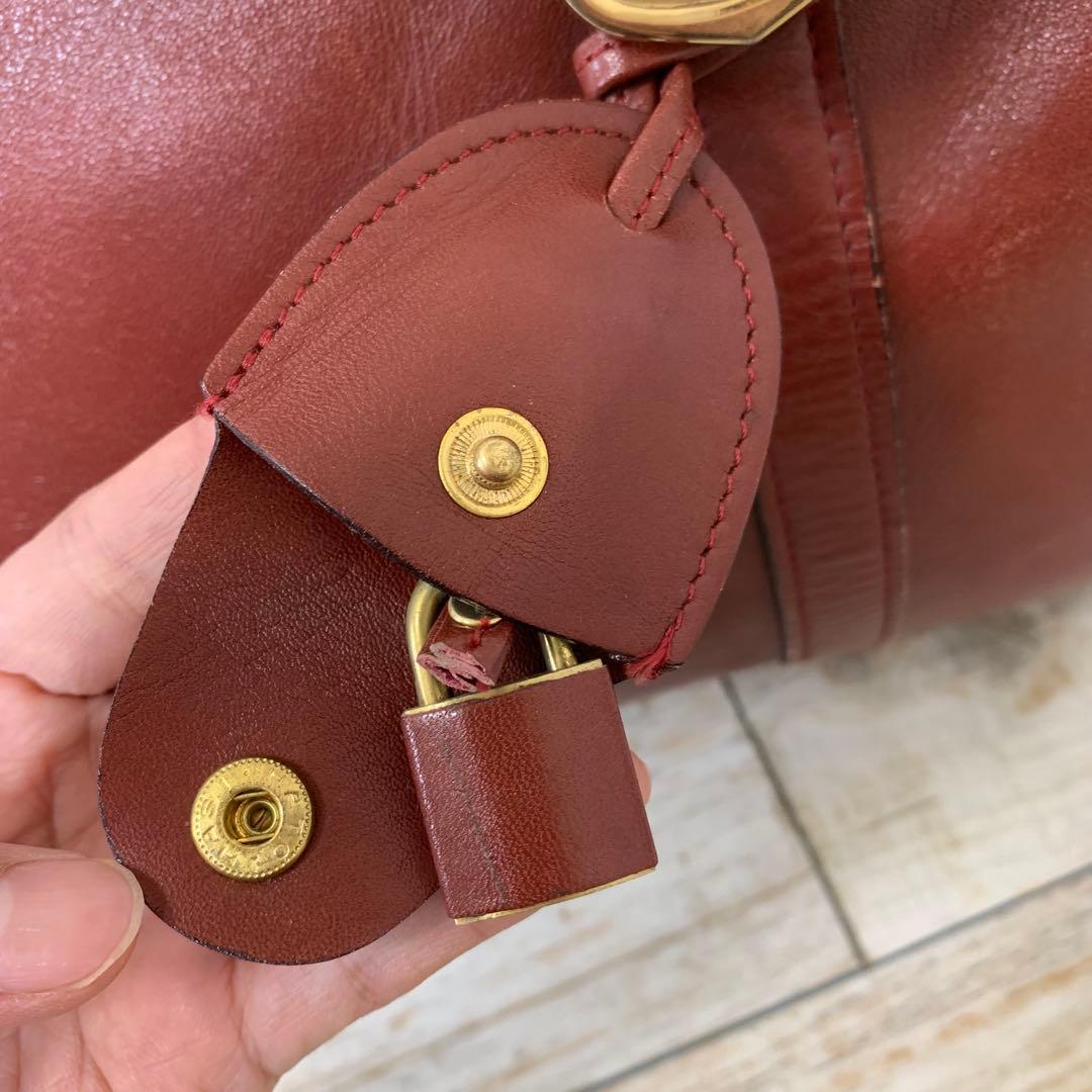 Cartier カルティエ マストライン ボストンバッグ 南京錠 ロゴ ボルドー