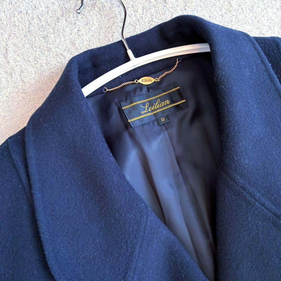 【極美品　ゆったり】レリアン　カシミヤ ロングコート　ネイビー　ハンドメイド