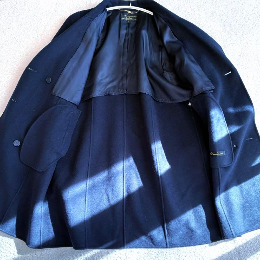 【極美品　ゆったり】レリアン　カシミヤ ロングコート　ネイビー　ハンドメイド