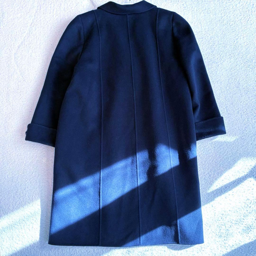 【極美品　ゆったり】レリアン　カシミヤ ロングコート　ネイビー　ハンドメイド