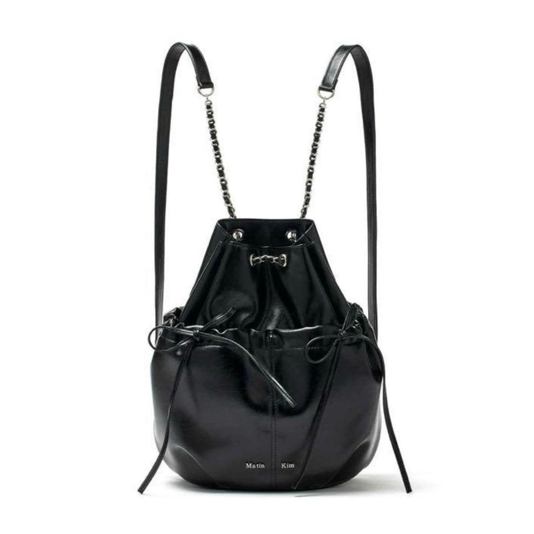 きなこ Martin Kim ドローストリングリボンバックパック 黒