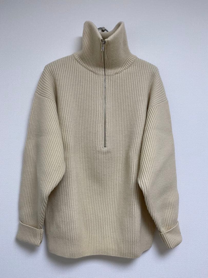 ＜H＞WOOL HARF ZIP PULLOVER/ニット　M 厚手