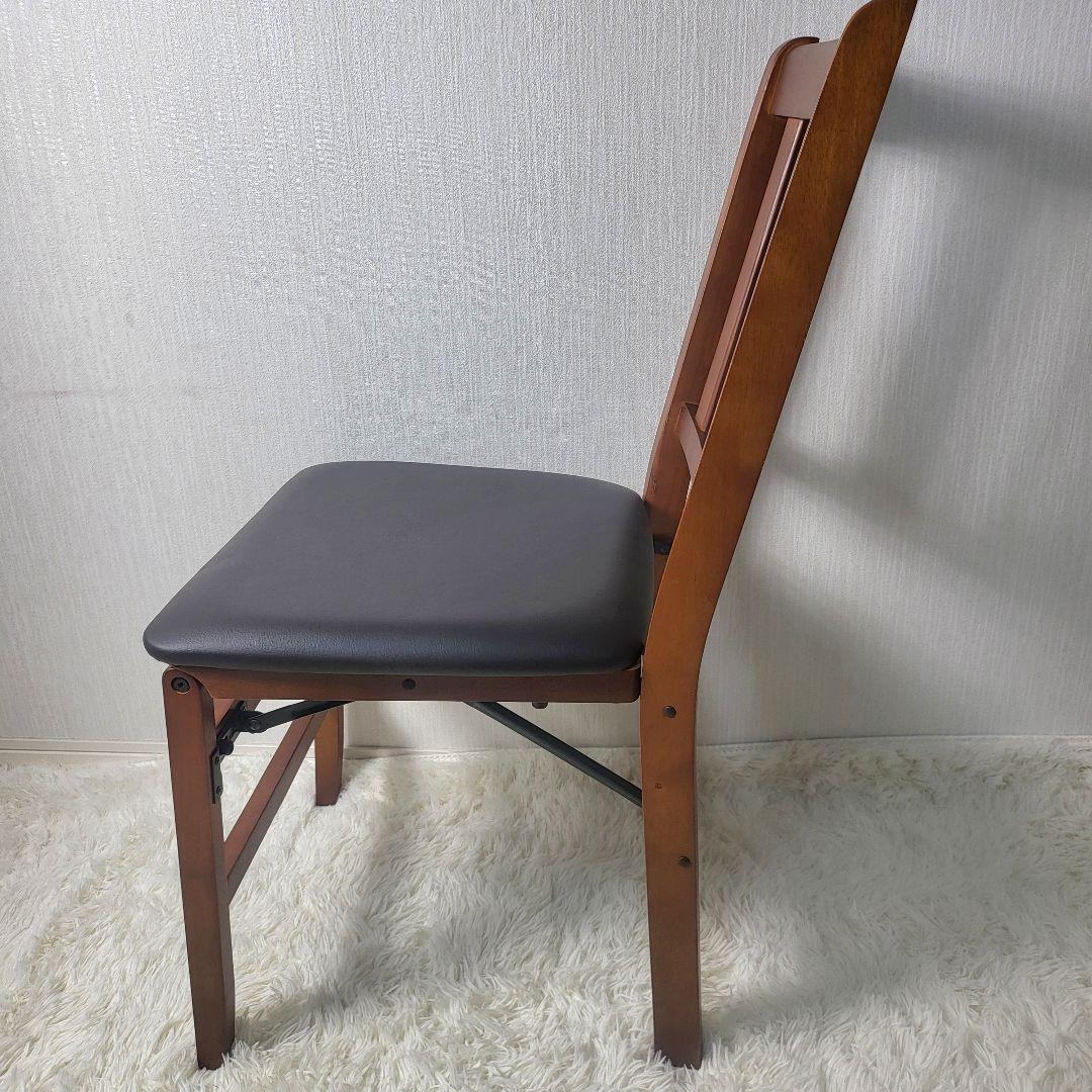 【美品】 木製ダイニングチェア 折りたたみ式 収納 3脚セット 天然木