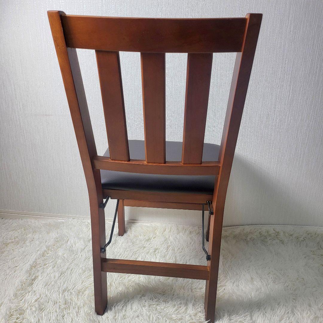 【美品】 木製ダイニングチェア 折りたたみ式 収納 3脚セット 天然木