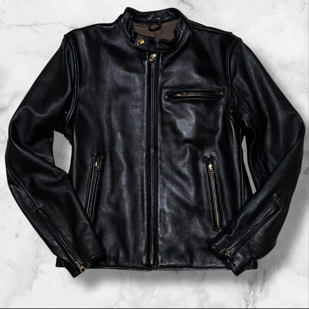 【美品】カドヤ シングル ライダースジャケット レザー ブラック サイズL