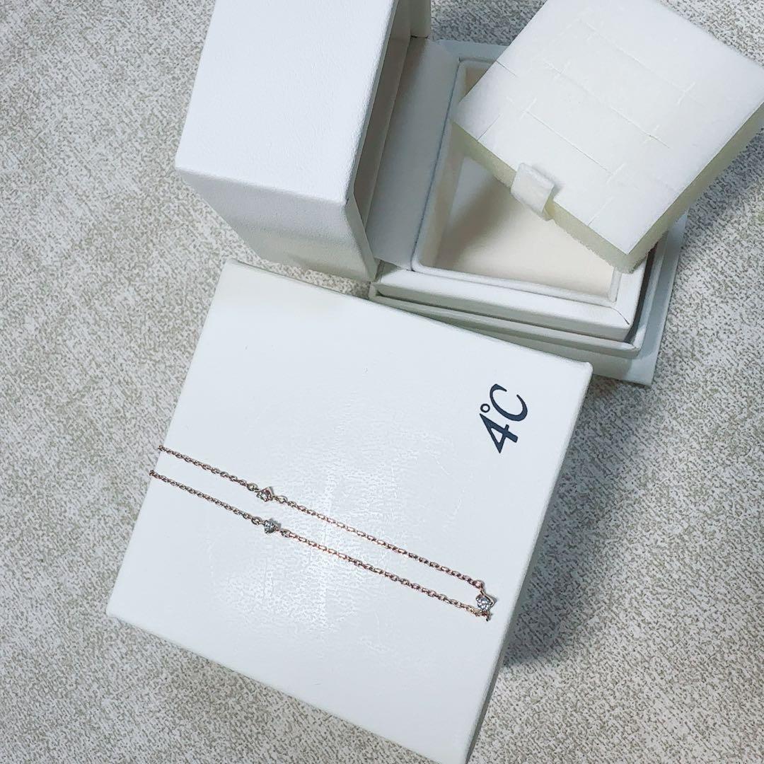 4°C ダイヤモンド装飾 ピンクゴールドブレスレット