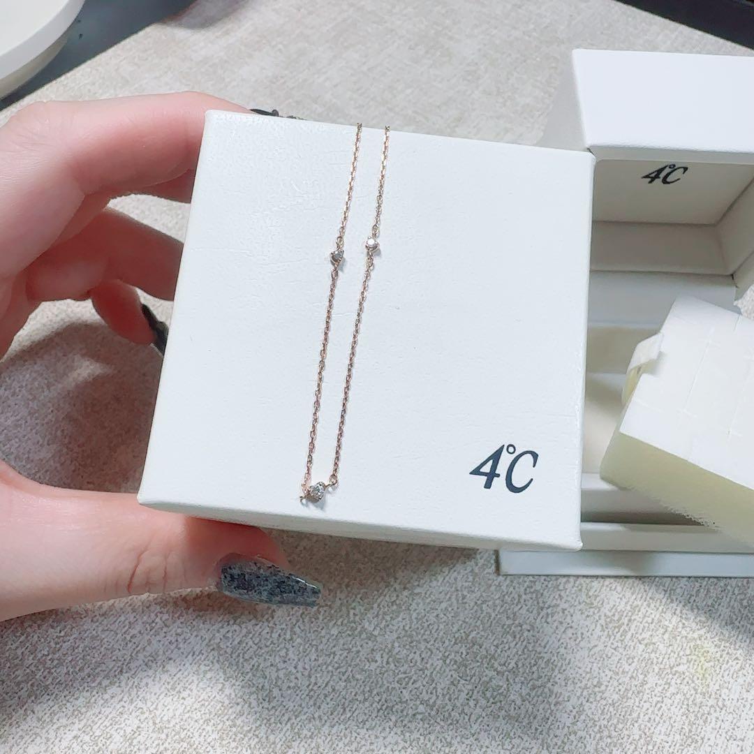 4°C ダイヤモンド装飾 ピンクゴールドブレスレット