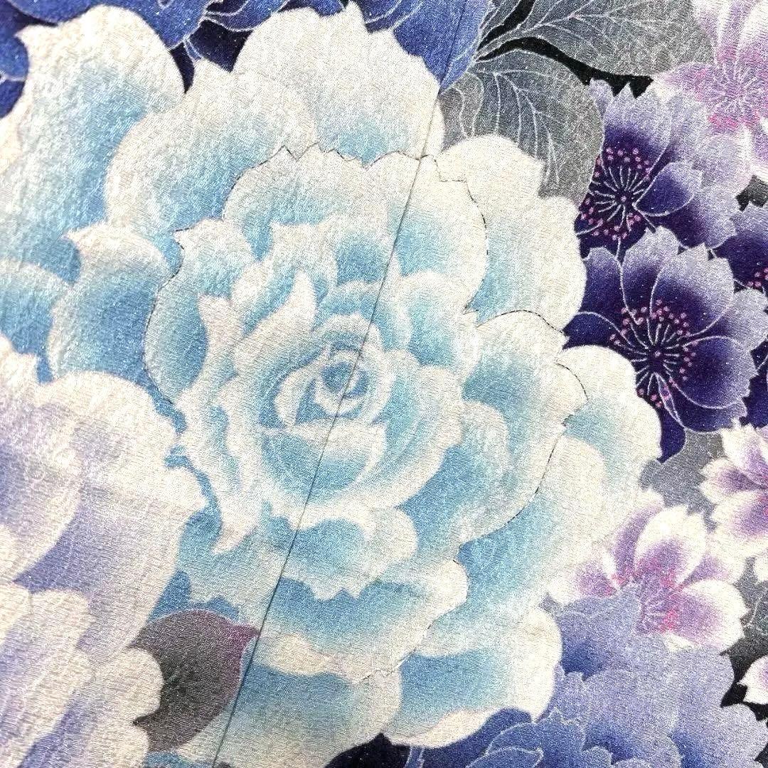 銀通し 銀彩　白地　牡丹　花模様　振袖　成人式 晴れの日 着物 021a p