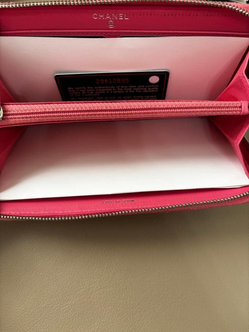 シャネル CHANEL マトラッセ　 L字　ファスナー　長財布 ピンク　財布