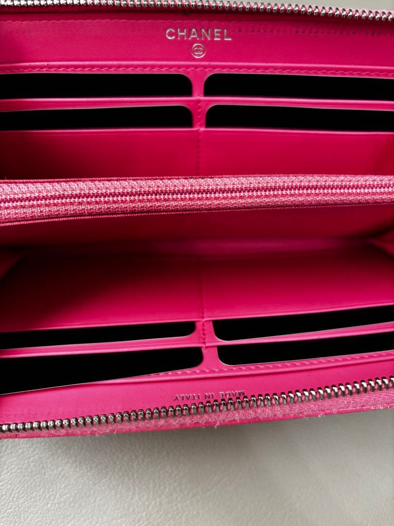 シャネル CHANEL マトラッセ　 L字　ファスナー　長財布 ピンク　財布
