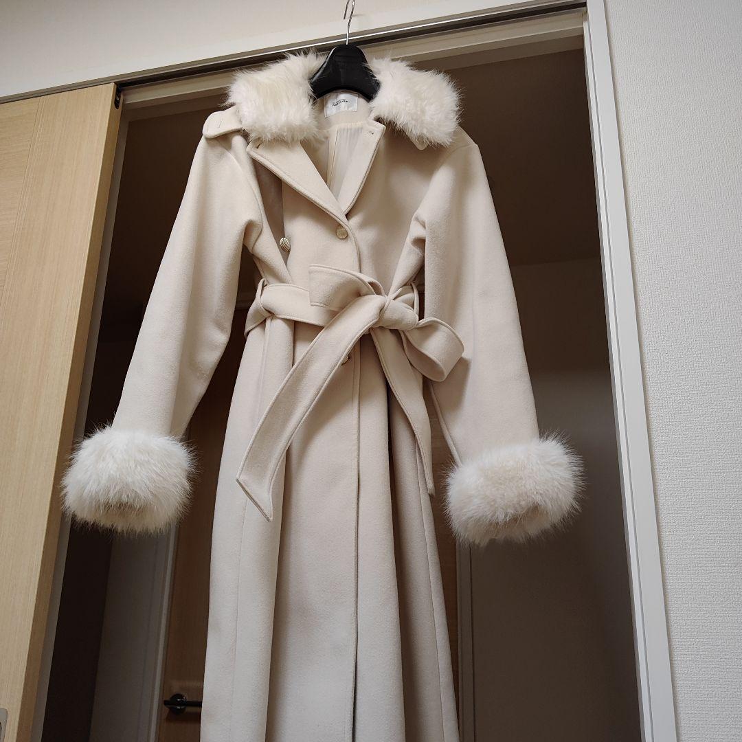 NICE CLAUP ファー付きロングコート
