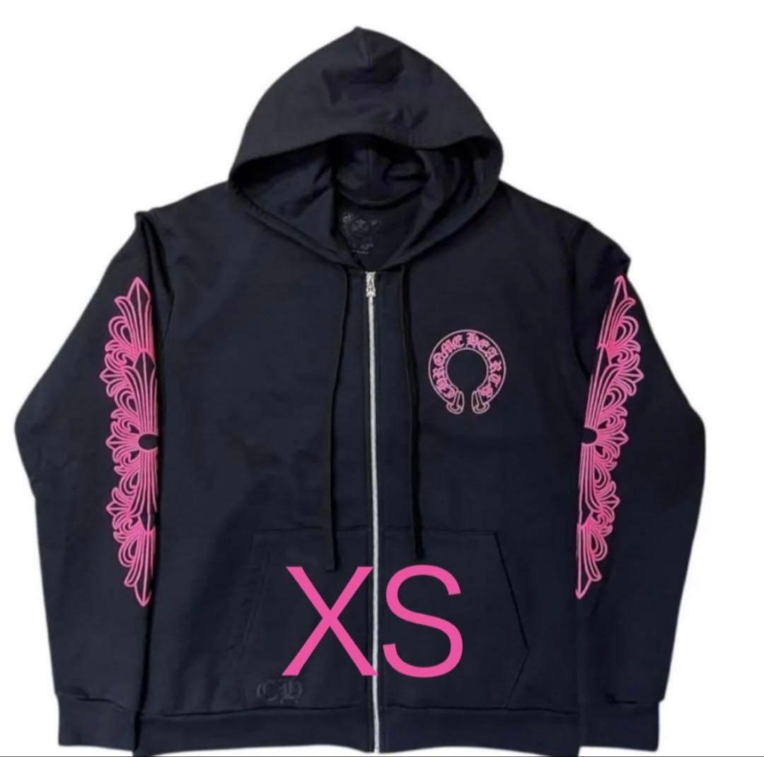 クロムハーツ ジップアップ パーカー ピンク フローラル ホースシュー