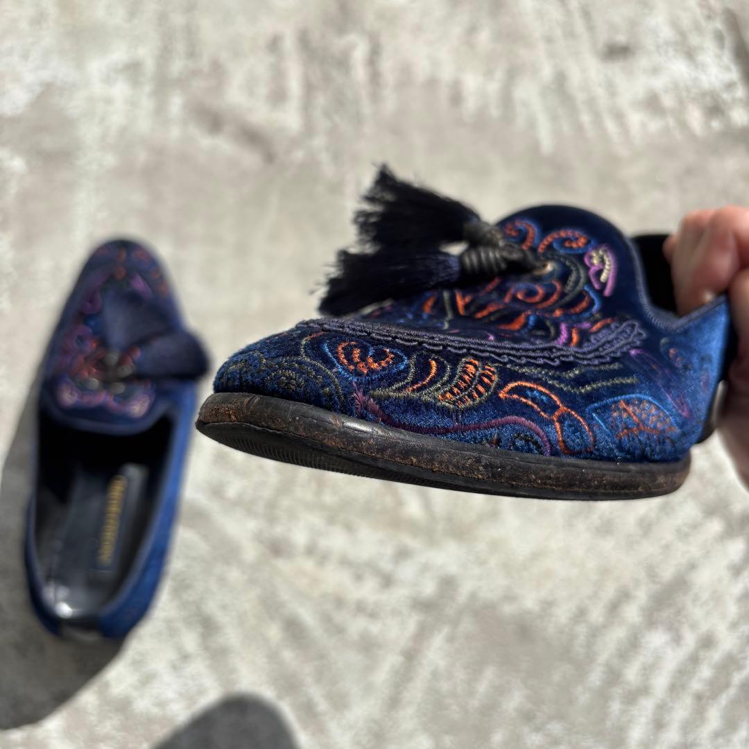 Angelo Ruffo 刺繍タッセルローファー ネイビー - メルカリ