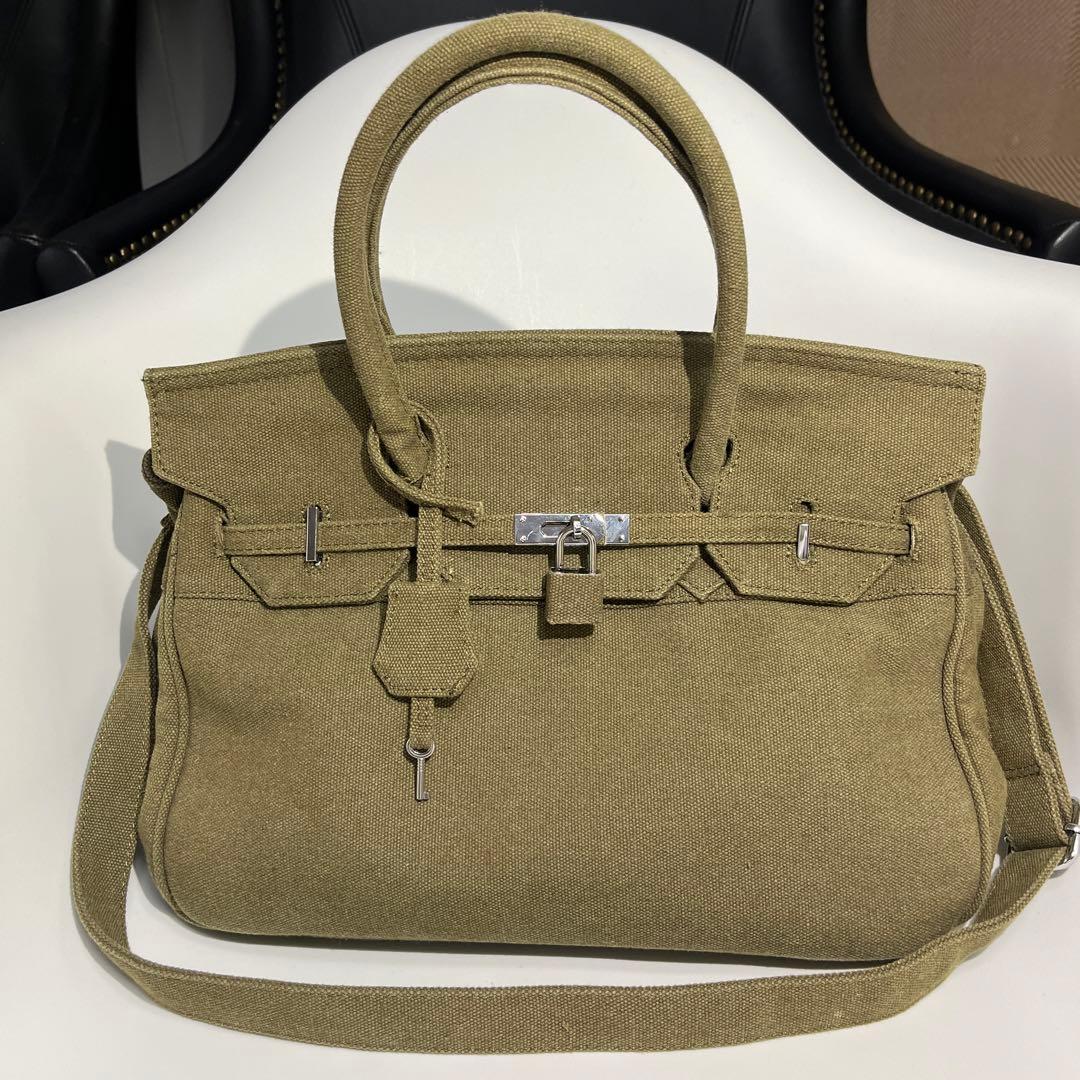 ヴィンテージ加工 birkin オリーブ カーキ キャンパス ミリタリー 再