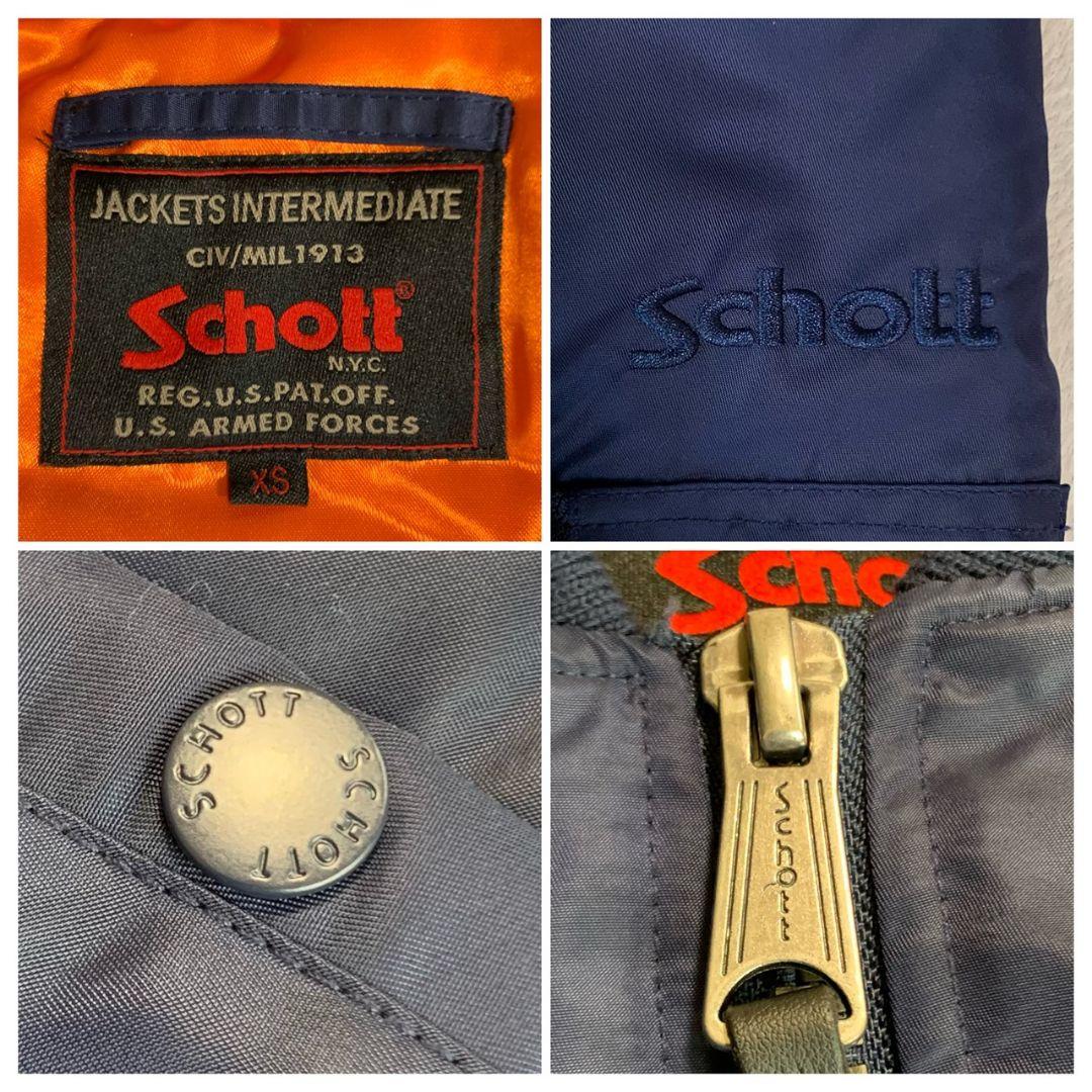 1/19まで【美品】Schott フライトジャケット MA-1 ネイビー XS