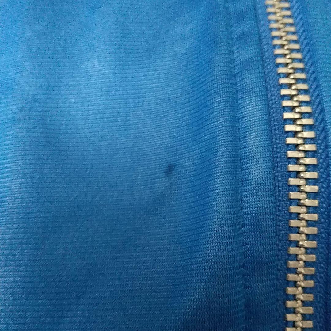 希少サイズ☆アディダス 刺繍ロゴ 光沢 トラックジャケット テック系 青×青