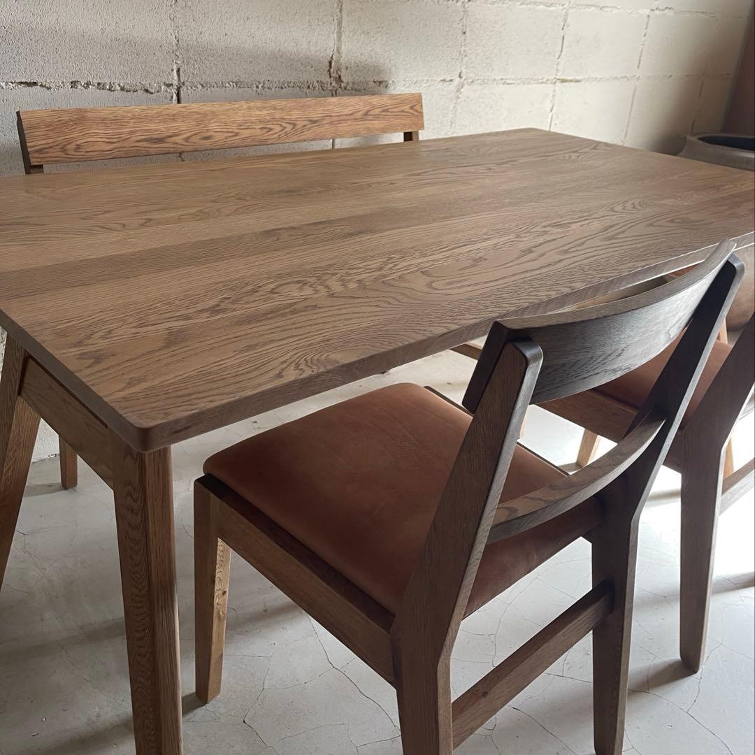 美品 unico ADDAYウニコ アディ ダイニングテーブル 4点セット 本革