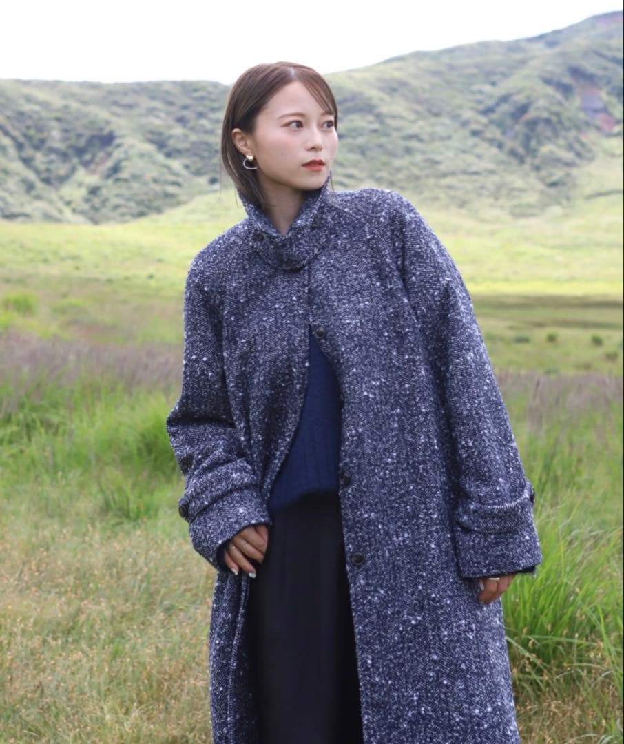 Reurie' レウリィ スタンドカラーウールツイードコート