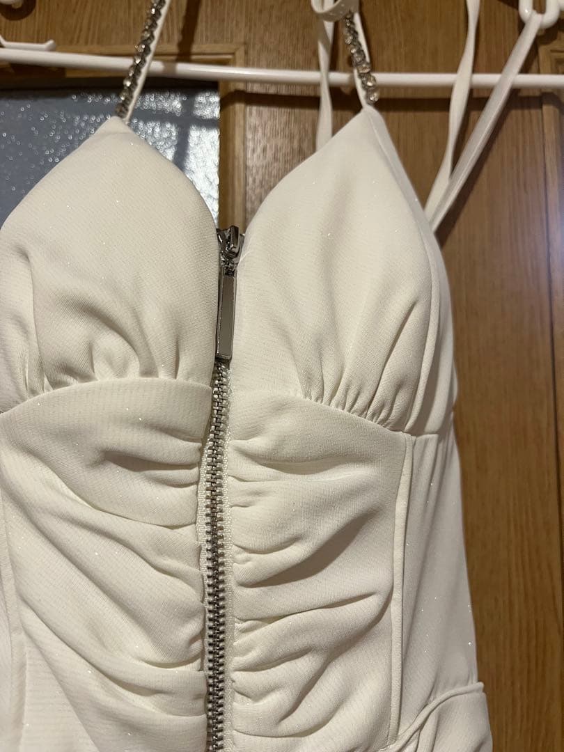 美品ラメ/ フリル/ スリット/ キャミ/ ロングドレス/ キャバドレス